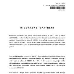 Mimořádné opatření nařízení karantény pro osoby blízké 1