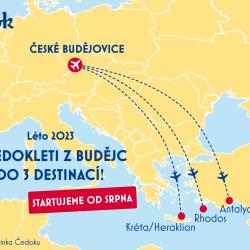 Zájezdy z Českých Budějovic jdou na dračku, Čedok přidává už třetí destinaci a bude od srpna létat i na Krétu.