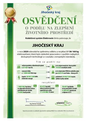 Se sběrem starého elektra loni významně pomohli i obyvatelé Jihočeského kraje. V přepočtu na obyvatele odevzdal každý z nich průměrně 5,08 kilogramu. Celkem se v kraji vysbíralo 3 136 tun vysloužilých spotřebičů.