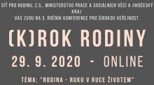 Jihočeský kraj spolupořádá už třetí ročník konference (K)rok rodiny. Tentokrát online.
